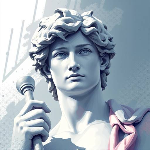 A digital rendering of Michelangelo's David with modern artistic interpretations