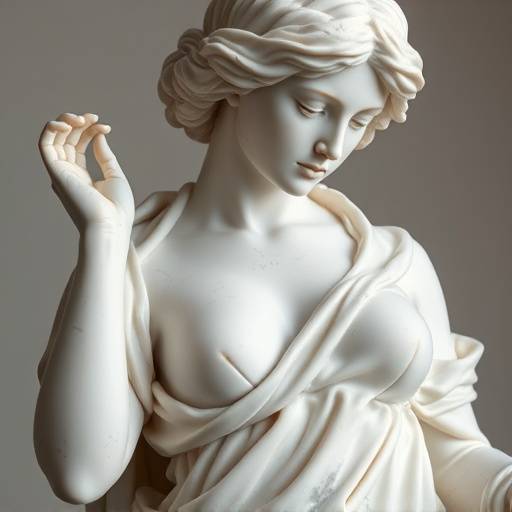 An elegant marble sculpture of a woman, showcasing intricate detail and a sense of timeless beauty.
