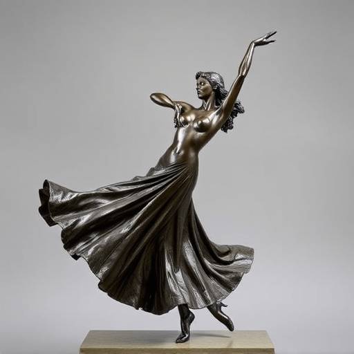 Bronze figure of a dancer by Sofia Lorenzi, a modern Italian sculptor.