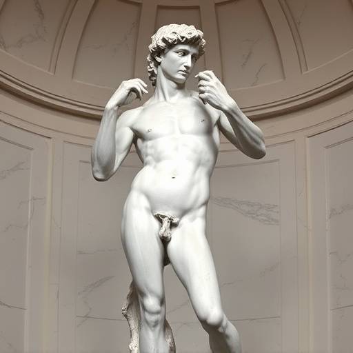 David by Michelangelo, a powerful Renaissance sculpture symbolizing strength and beauty.