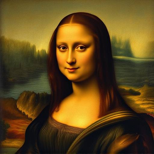 Mona Lisa by Leonardo da Vinci, an iconic Renaissance portrait with an enigmatic smile.